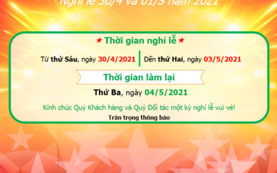 [Thông báo] Lịch nghỉ lễ 30/4 và 1/5 của ADC Foods