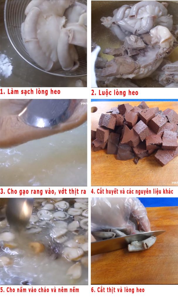 Các bước nấu cháo lòng 