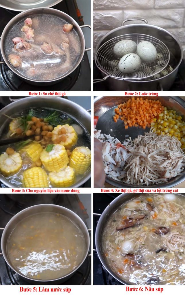 Các bước nấu súp gà với nấm