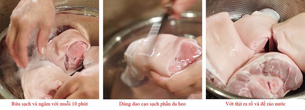 Làm sạch móng giò với giấm và muối 