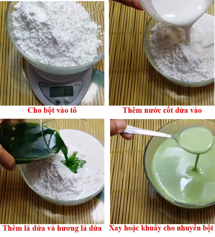 Bước 2: Pha bột màu xanh