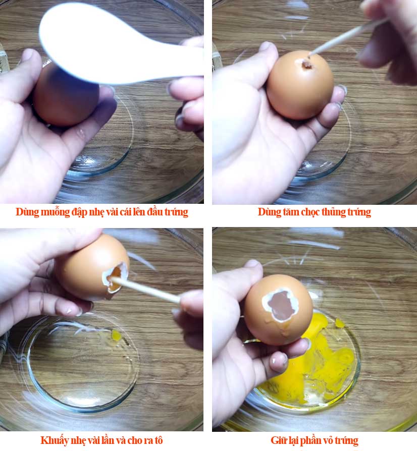 Bước 1: Đập trứng gà