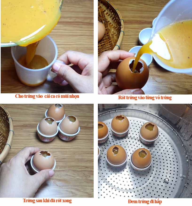 Bước 3: Cho trứng vào ly vào hấp trứng