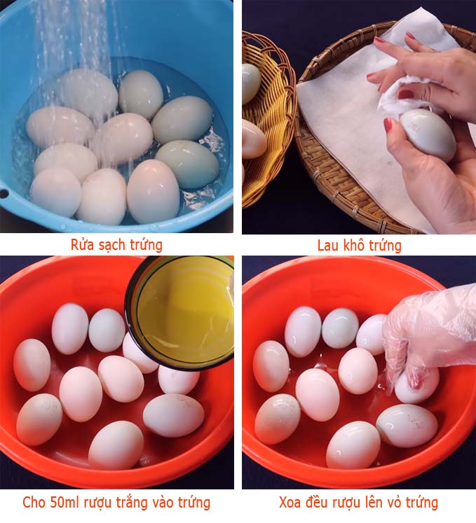 Bước 1: Sơ chế trứng trước khi ngâm
