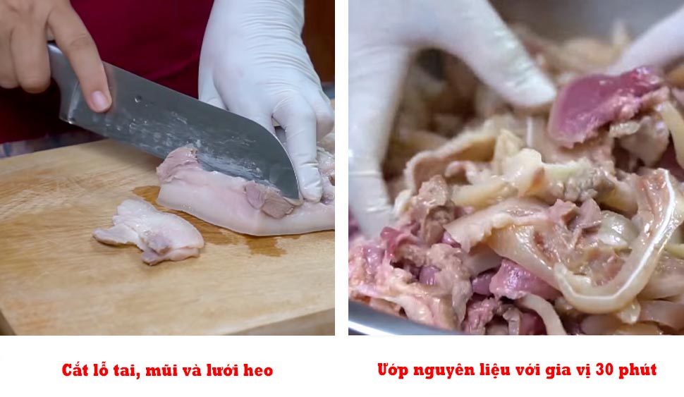Cắt nguyên và ướp nguyên liệu